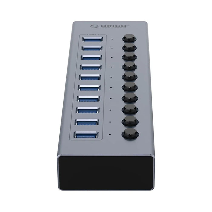 ORICO BT2U3-10AB Aluminum Alloy 10 Port USB3.0 5Gbps Data Transmission USB Hub Charging Splitter with Individual Switches - EU Plug - 3