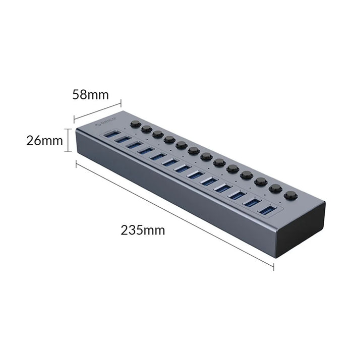 ORICO BT2U3-13AB Aluminum Alloy Multi-port HUB with Individual Switches, US Plug - 4