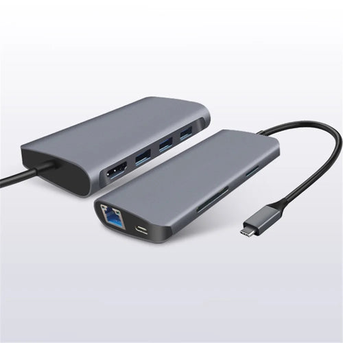8-in-1 Type C Hub Adapter USB 3.0 RJ45 SD / TF Card Reader HD Type-C Port Docking Station - 1