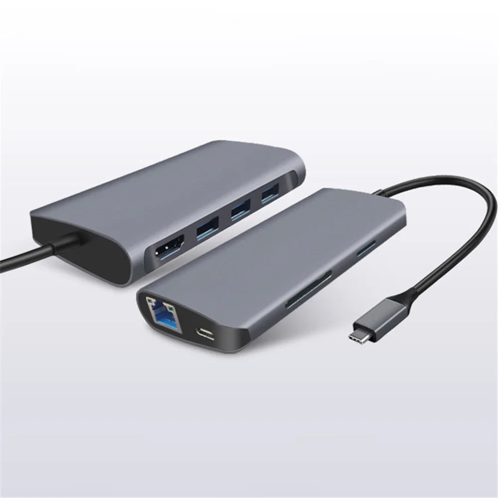 8-in-1 Type C Hub Adapter USB 3.0 RJ45 SD / TF Card Reader HD Type-C Port Docking Station - 1