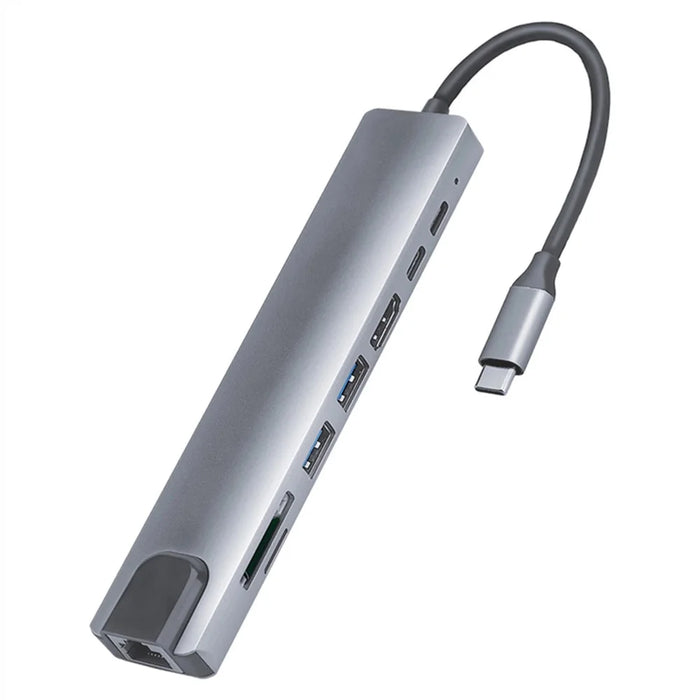 8-in-1 Type-C Docking Station +2*USB3.0+2*Type-C+RJ45+TF+SD Multi-function HUB - 1