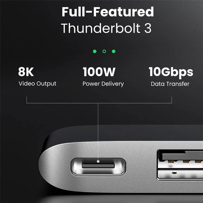 UGREEN 60560 USB-C Hub Splitter Adapter Thunderbolt 3 Dock Card Reader for MacBook Pro / Air - 2