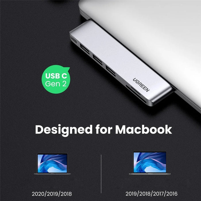 UGREEN 60560 USB-C Hub Splitter Adapter Thunderbolt 3 Dock Card Reader for MacBook Pro / Air - 6