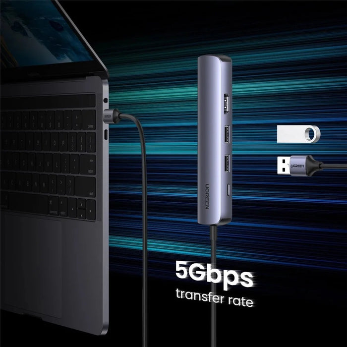 UGREEN 5 in 1 USB C Hub Type-C 3.1 to HD RJ45 USB 3.0 PD Charging Multi Splitter Adapter for MacBook Air Pro - 6