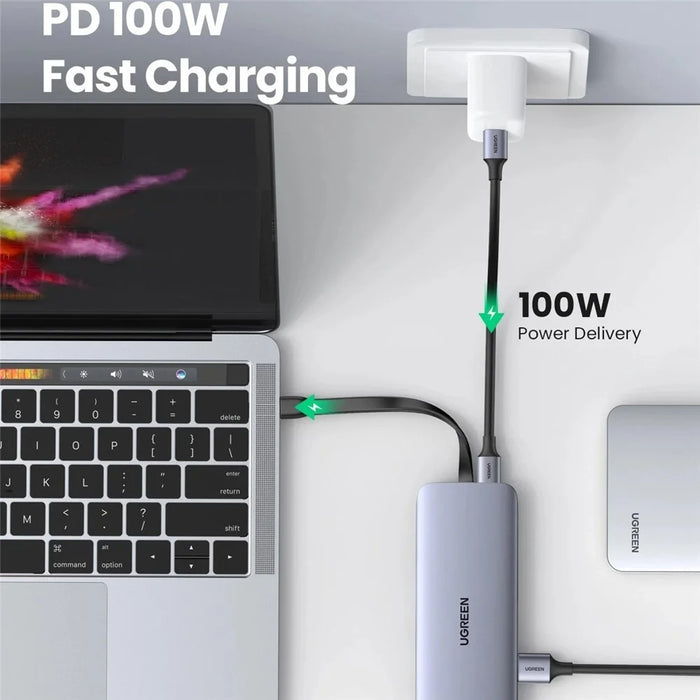 UGREEN 10 in 1 USB-C Hub Type C to HD 4K USB 3.0 VGA RJ45 PD 3.5mm SD TF Card Reader Dock Adapter for MacBook / Pro / Air - 6