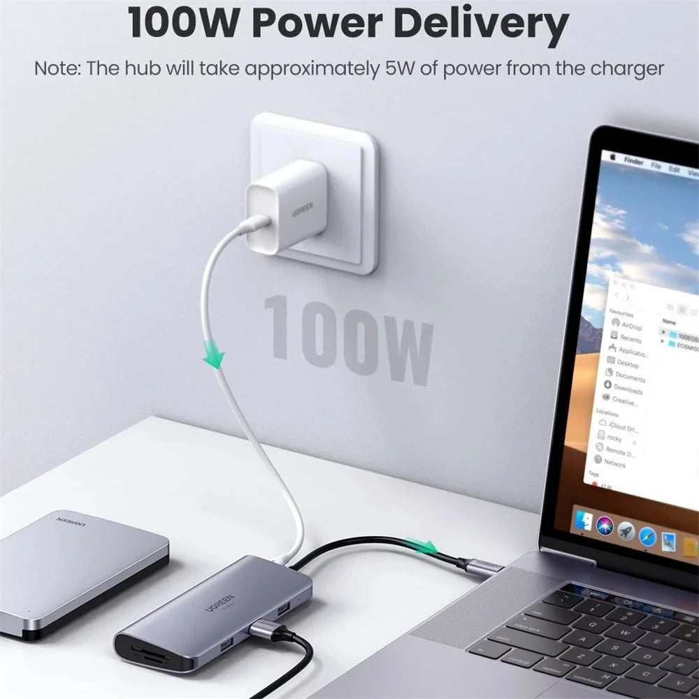 UGREEN 9 in 1 USB C HUB Type C to Multi USB 3.0 100W PD HD 4K VGA TF / SD RJ45 Ethernet Adapter Docking Station - 6