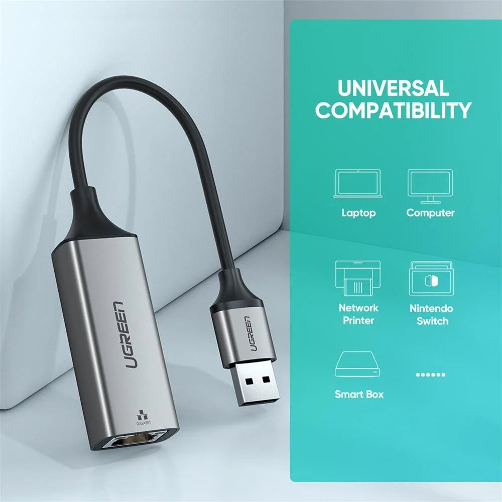 UGREEN USB 3.0 Ethernet Adapter USB 3.0 to RJ45 Gigabit LAN Network Card 10/100/1000 Mbps Ethernet Converter - 4