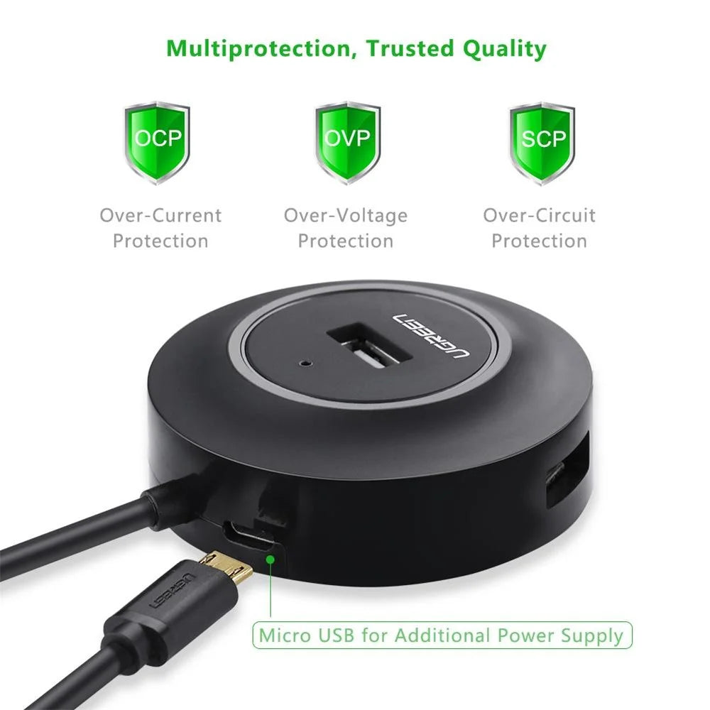 UGREEN 20277 4 Ports USB 2.0 Hub 480Mbps Data Transfer Adapter - 5