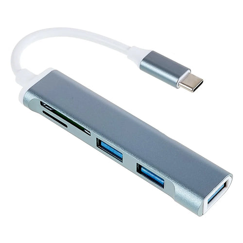 USB-C 5-in-1 Hub Splitter 3 x USB3.0 5Gbps High Speed TF SD Card Reader Adapter - Blue - 1
