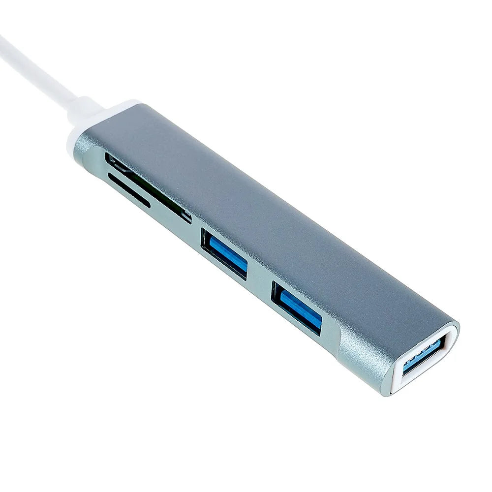 USB-C 5-in-1 Hub Splitter 3 x USB3.0 5Gbps High Speed TF SD Card Reader Adapter - Blue - 5