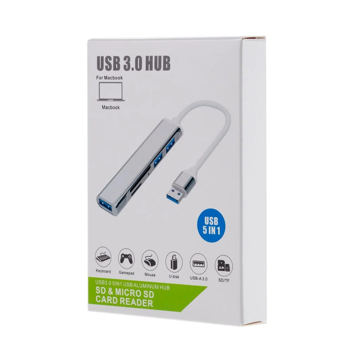 USB 3.0 5-in-1 Hub Splitter 3 x USB3.0 5Gbps High Speed Transmission TF SD Card Reader Adapter - 5