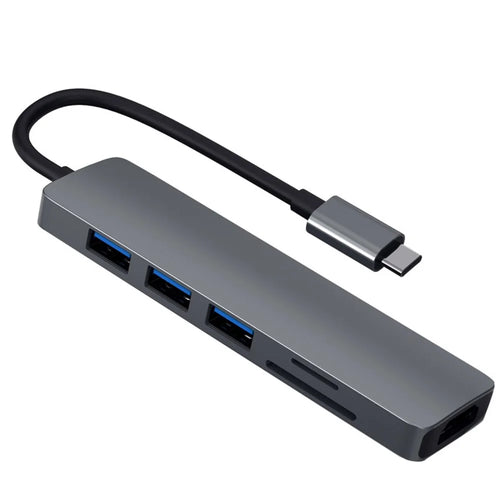 HC-13 Type-C 6-in-1 Hub Splitter 4K HD USB3.0 / 2.0 TF SD Card Reader Laptop Adapter Docking Station - 1