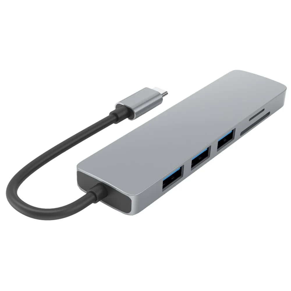 HC-13 Type-C 6-in-1 Hub Splitter 4K HD USB3.0 / 2.0 TF SD Card Reader Laptop Adapter Docking Station - 2