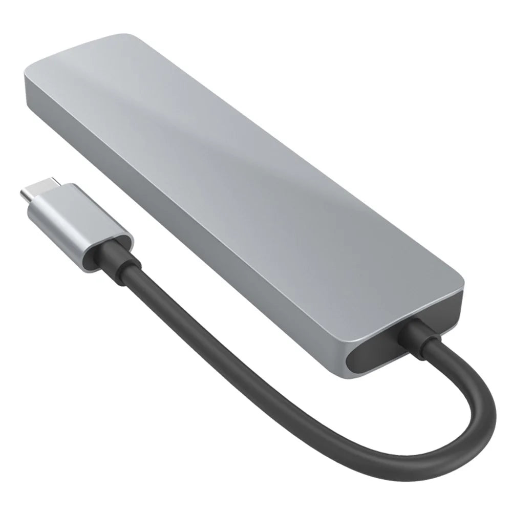 HC-13 Type-C 6-in-1 Hub Splitter 4K HD USB3.0 / 2.0 TF SD Card Reader Laptop Adapter Docking Station - 4