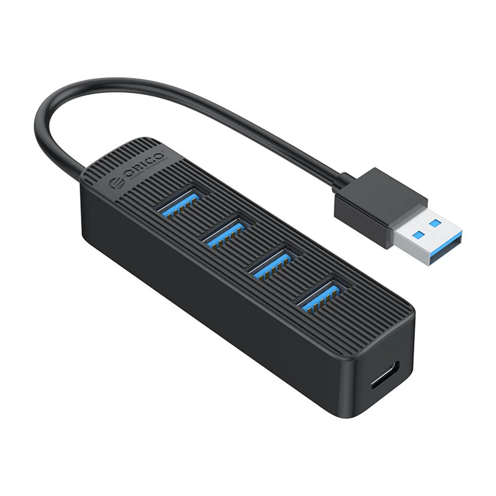 ORICO TWU3-4A Portable 4-Port USB Hub USB 3.0 Splitter Adapter for PC Computer - Black - 1