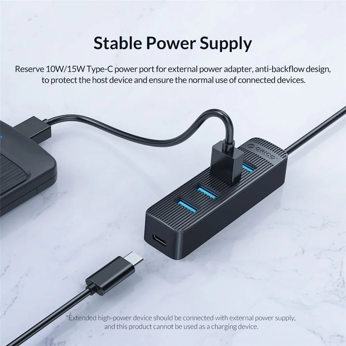 ORICO TWU3-4A Portable 4-Port USB Hub USB 3.0 Splitter Adapter for PC Computer - Black - 5