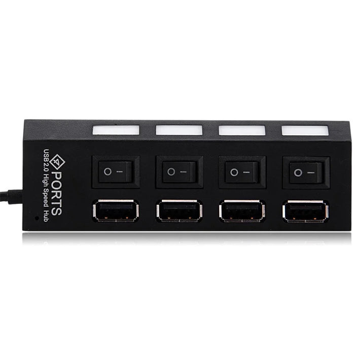 A42 High Speed USB2.0 4-Port USB Hub Splitter with Independent Switch - Black - 3