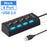 A42 High Speed USB2.0 4-Port USB Hub Splitter with Independent Switch - Black - 5