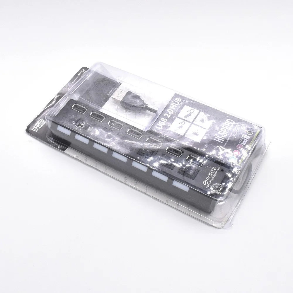 A55 USB2.0 High Speed Transmission 7-Port USB Hub Splitter with Independent Switch - White - 3