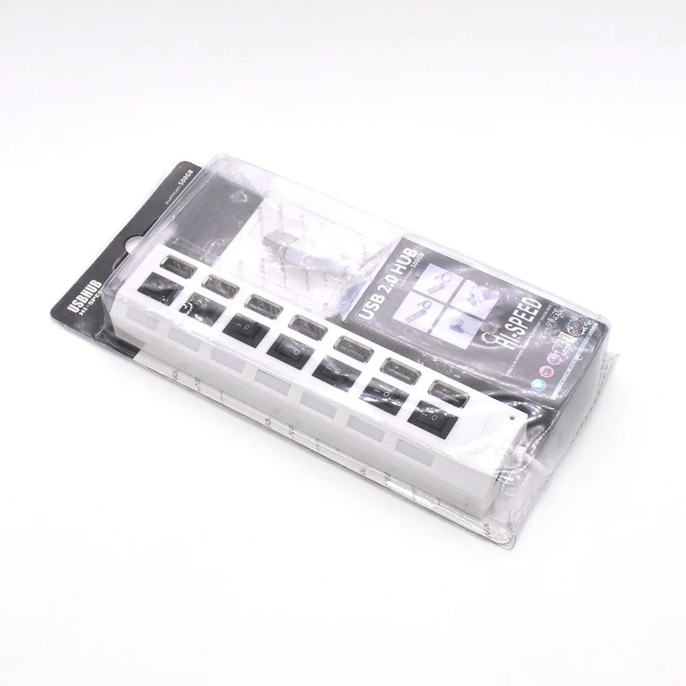 A55 USB2.0 High Speed Transmission 7-Port USB Hub Splitter with Independent Switch - White - 4