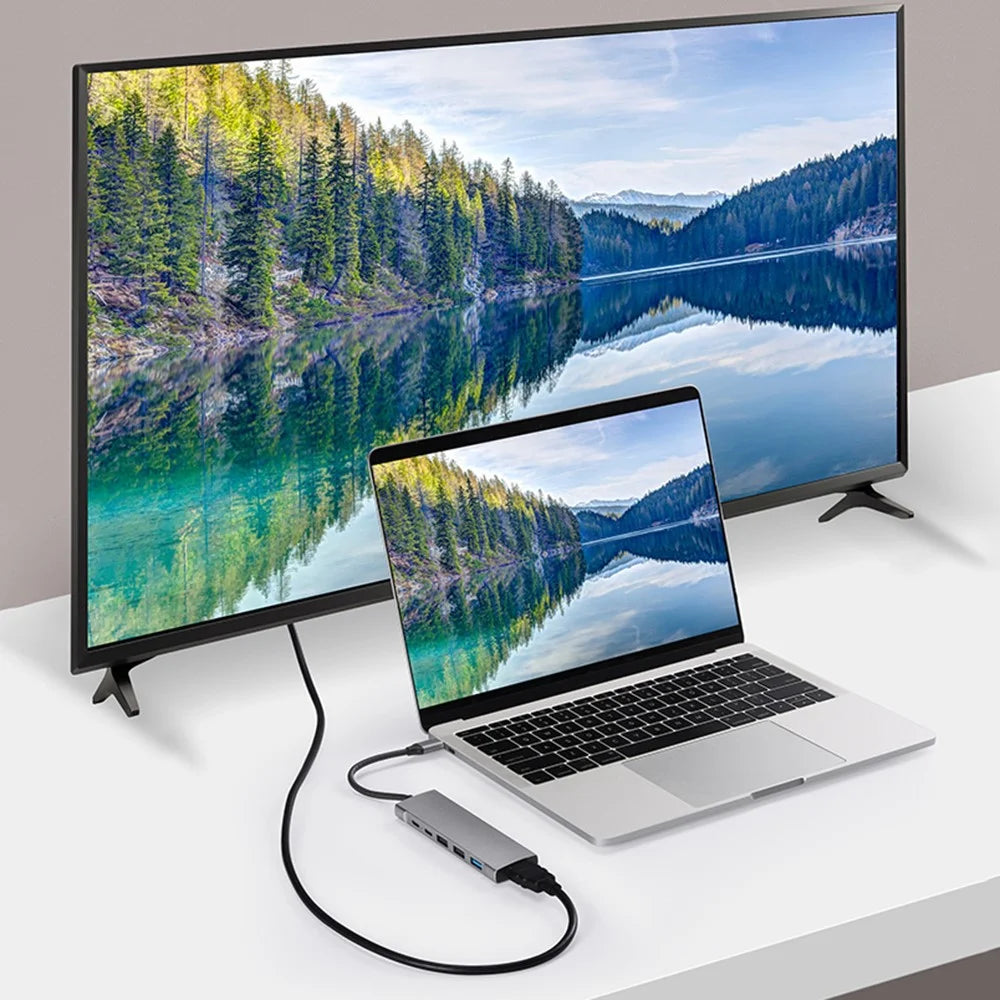 9 in 1 Docking Station 4K 30Hz USB C Hub HD Compatible 100W PD USB 3.0 + 2.0 Multiport Adapter for Laptop PC - 5