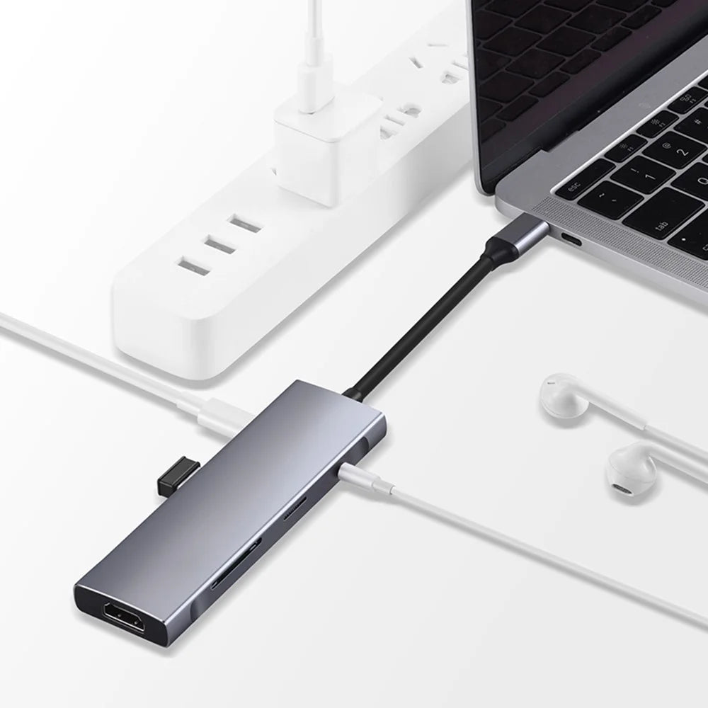 9 in 1 Docking Station 4K 30Hz USB C Hub HD Compatible 100W PD USB 3.0 + 2.0 Multiport Adapter for Laptop PC - 7