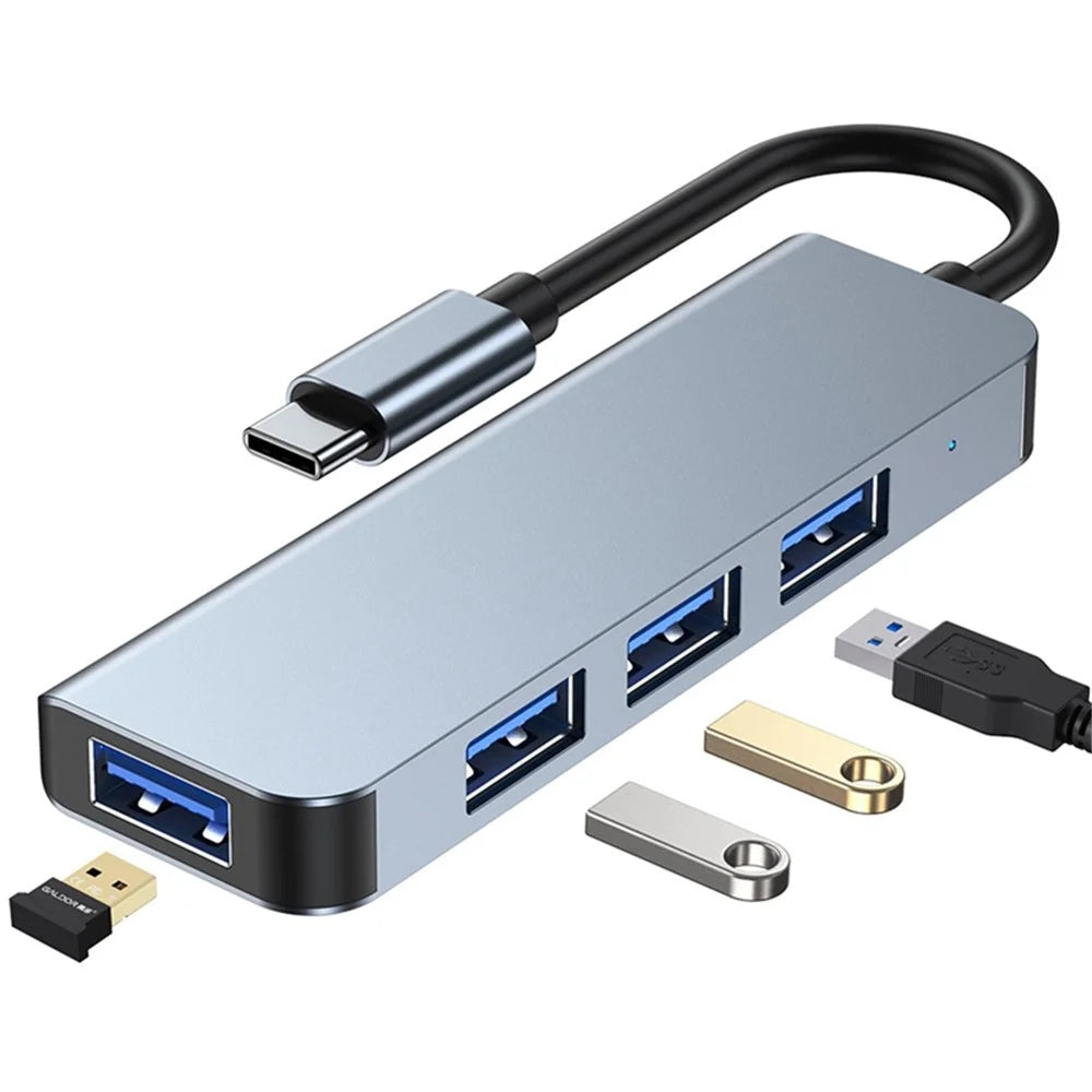 USB C Hub to 4xUSB Ports Adapter Compatible for USB C Laptops and Other Type C Devices - 4