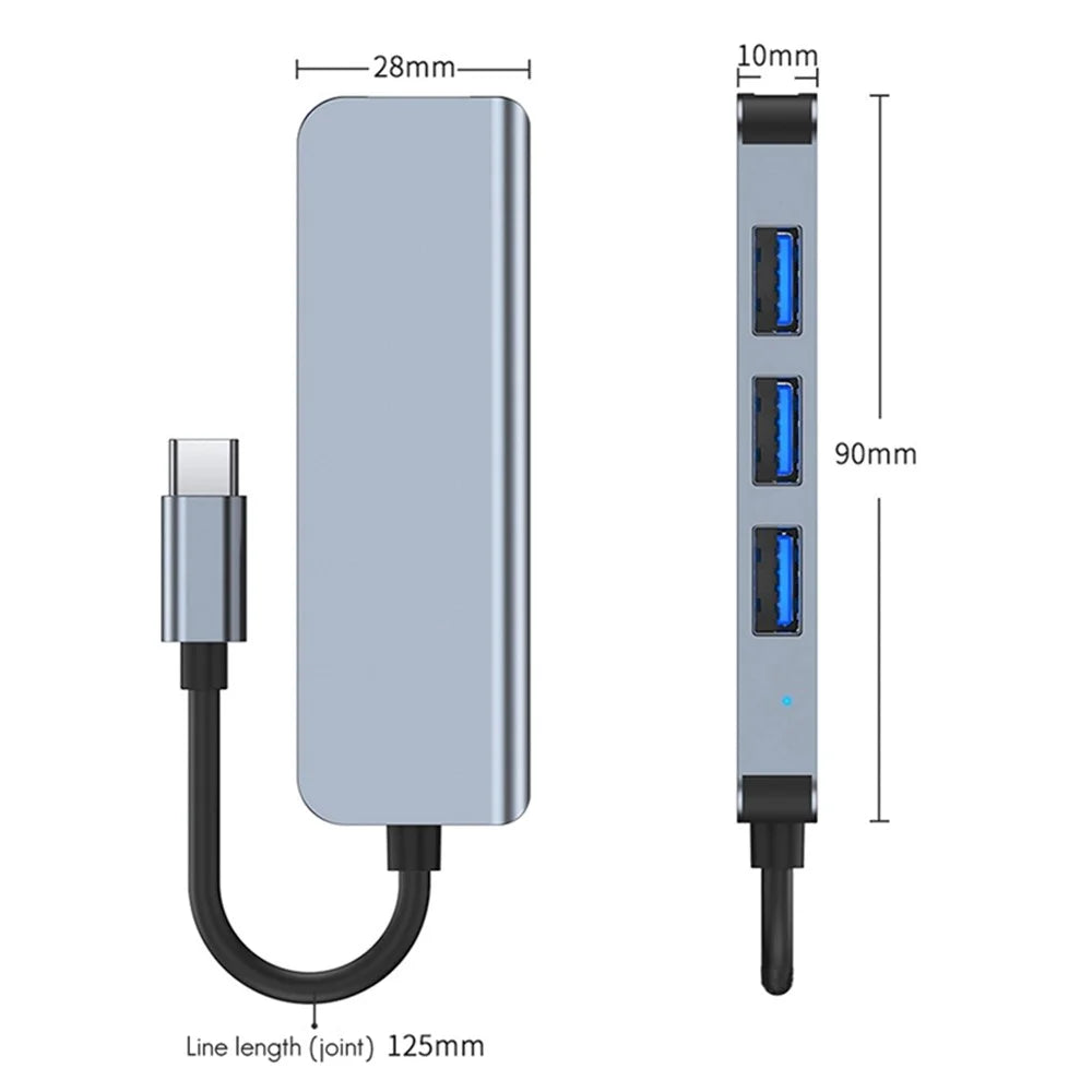 USB C Hub to 4xUSB Ports Adapter Compatible for USB C Laptops and Other Type C Devices - 6