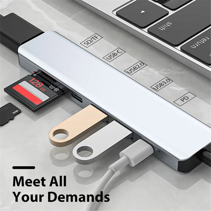 YG-2121 7 in 1 USB 3.1 Type-C Hub Adapter Data Synchronizer HD 4K 30Hz Multi-Port Docking Station with TD / TF / USB3.0 - 3