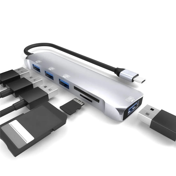 NK-3043 6 in 1 Type-C Hub USB 3.0 Docking Station TF Card Reader for iPad Pro MacBook Air Pro - 3