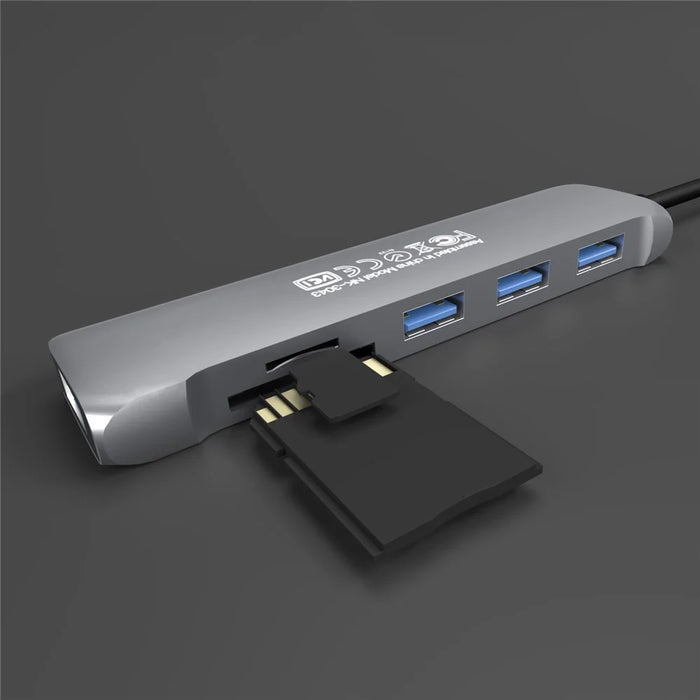 NK-3043 6 in 1 Type-C Hub USB 3.0 Docking Station TF Card Reader for iPad Pro MacBook Air Pro - 6