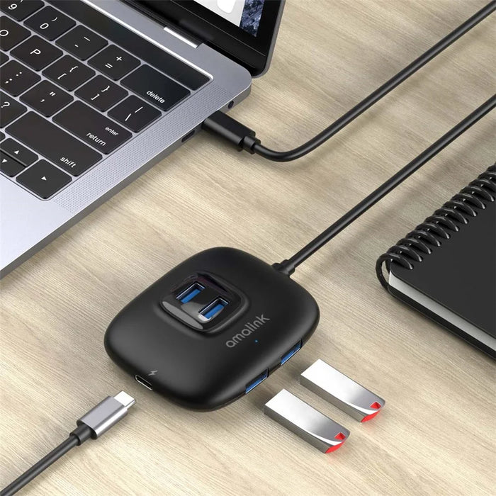 AMALINK AL-UC310 Portable 5Gbps Type-C to USB 3.0 4 Ports + PD 3.0 Hub - 5