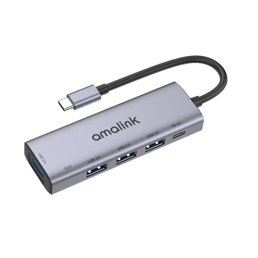 AMALINK AL-95119D 5-in-1 USB C Hub to 4xUSB Ports and 1xPD3.0 Port Adapter Fast Charging USB C Hub for Laptops Computers Mobile Phones - 1