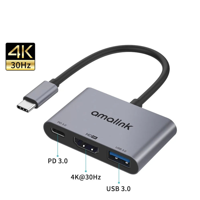 AMALINK AL-9175D Type C to HD + USB 3.0 + PD 3.0 Adapter Multi-port Hub - 2