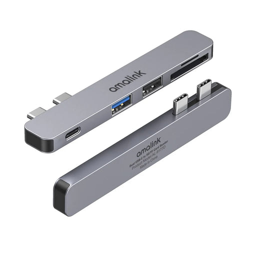 AMALINK AL-9177D Multi-port Hub Dual Type C to Thunderbolt 3 USB 2.0 3.0 Converter TF Card Reader Adapter - 1