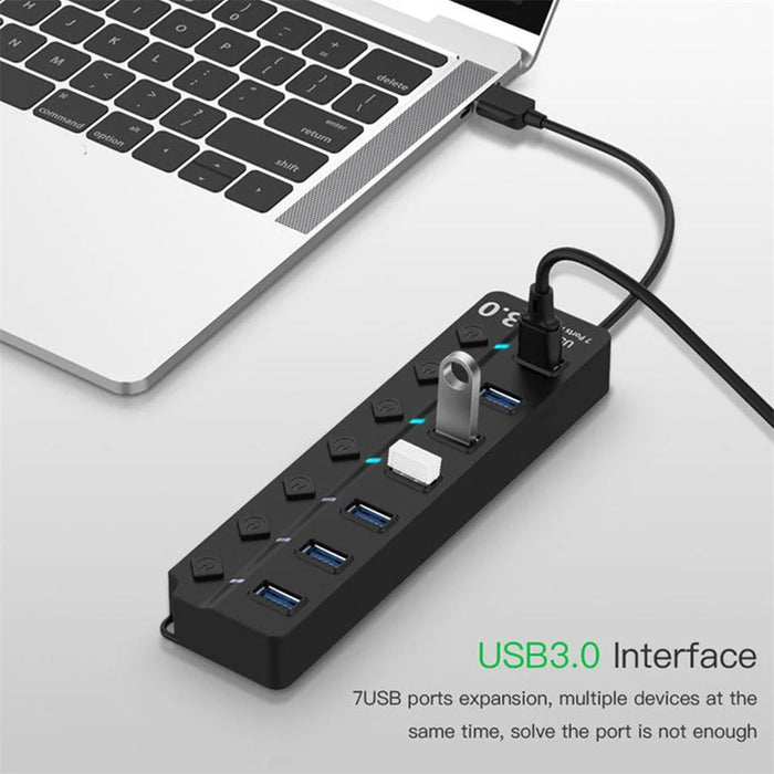 7-in-1 USB3.0 Hub High-speed 5GB / S 7-port Expander Adapter Multi USB Hub Splitter with Separate Button Switches - 3