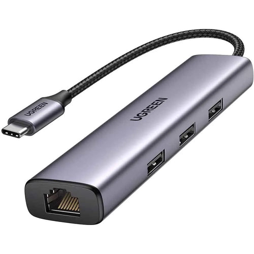 UGREEN USB C to Ethernet Adapter 4-in-1 Type C Thunderbolt 3 to 3x USB 3.0 Gigabit RJ45 Multiport Hub - 1