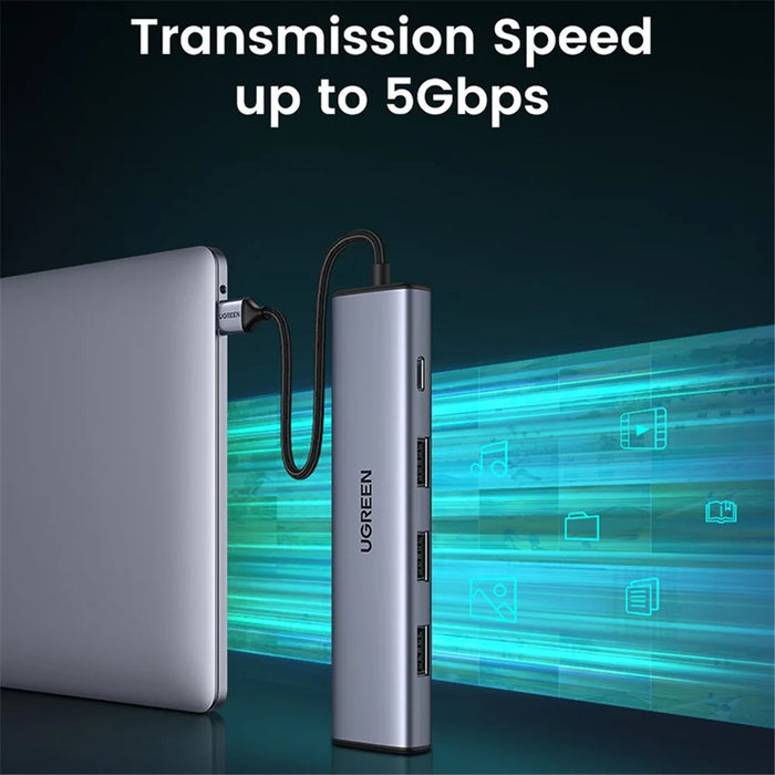 UGREEN 20805 5 in 1 USB to 4-USB + Type C Adapter 5V 2A Multi-Port USB3.0 Hub 5Gbps High-Speed Data Transfer Converter for Laptop, iMac, Surface Pro, XPS, U Disk, HDD - 6