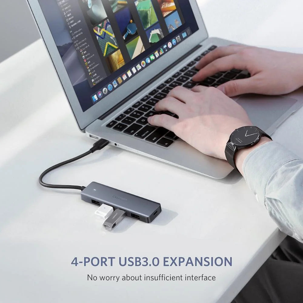 UGREEN 50985 USB Hub Adapter USB 3.0 to 4 Ports USB 3.0 + Micro USB Charging Port Multi-function USB Converter for MacBook Surface Pro Computer Accessories - 2