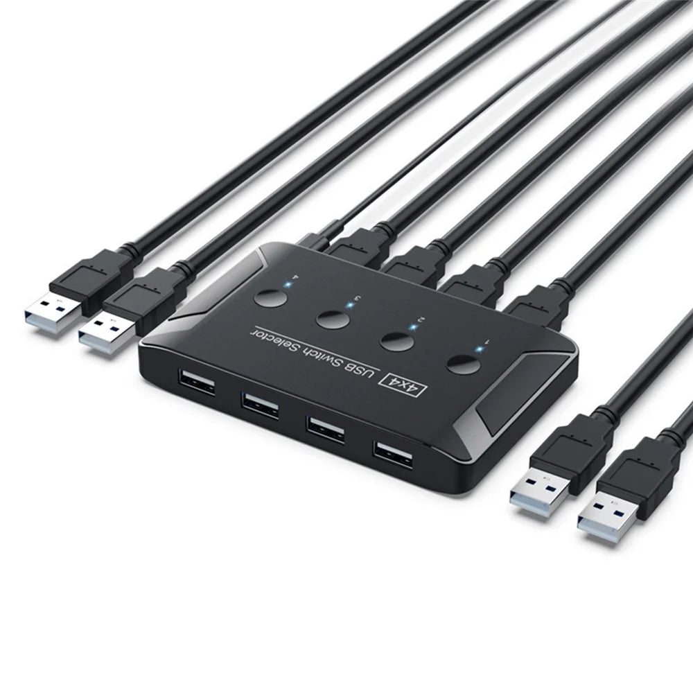 U2-040 USB 2.0 Switch Selector 4 USB Port Sharing 4 Devices for Keyboard Mouse Scanner Printer - 1