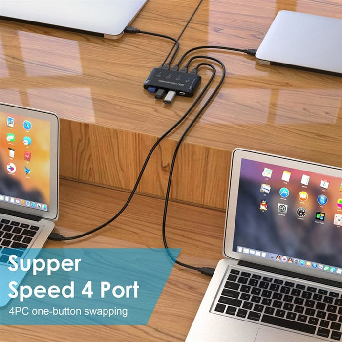 U2-040 USB 2.0 Switch Selector 4 USB Port Sharing 4 Devices for Keyboard Mouse Scanner Printer - 4