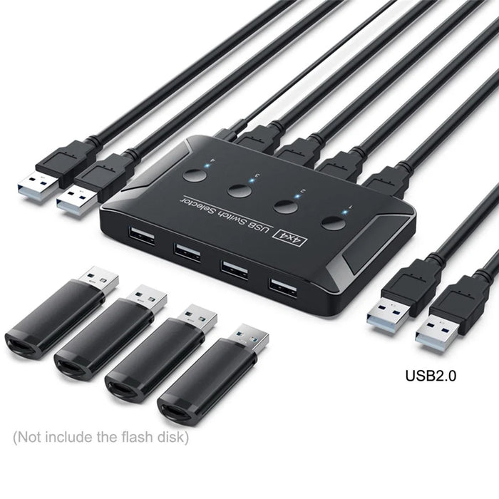 U2-040 USB 2.0 Switch Selector 4 USB Port Sharing 4 Devices for Keyboard Mouse Scanner Printer - 6