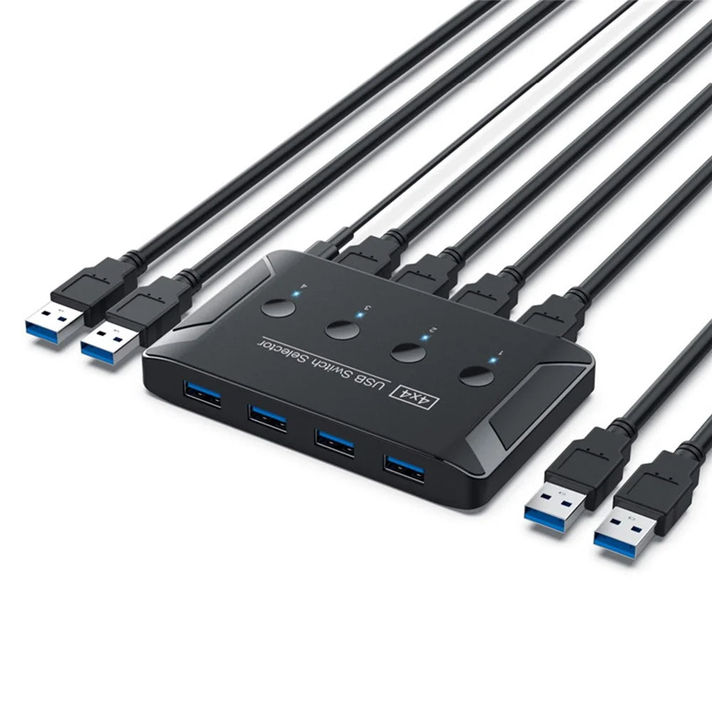 U3-040 KVM USB 3.0 Switch Selector 4 Port Computer Sharing 4 Devices for Keyboard Mouse Scanner Printer - 1