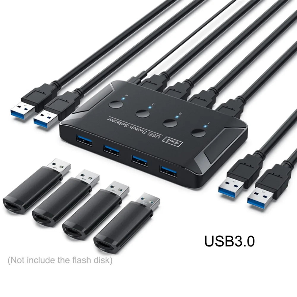 U3-040 KVM USB 3.0 Switch Selector 4 Port Computer Sharing 4 Devices for Keyboard Mouse Scanner Printer - 6