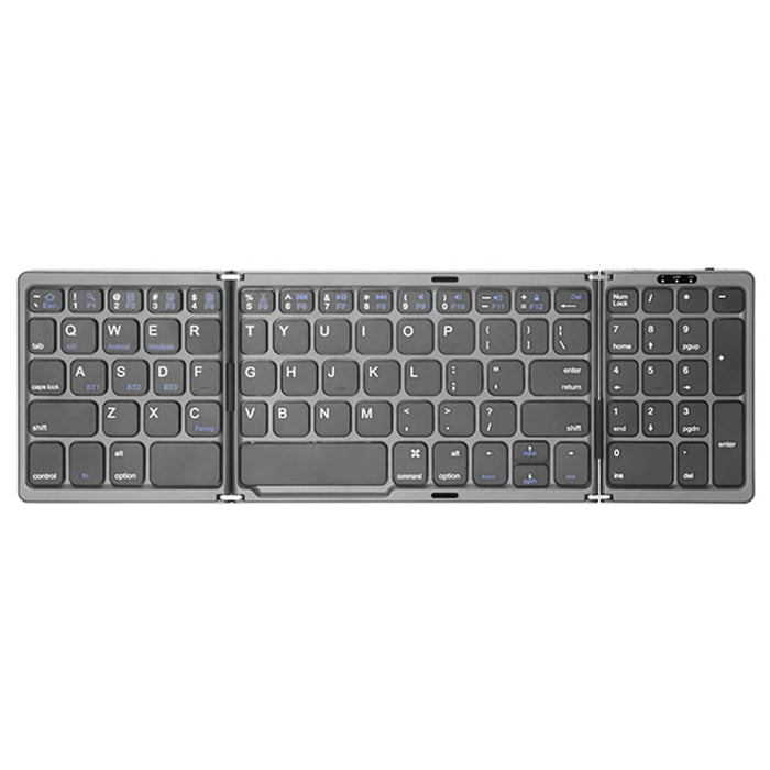 B089 Portable Tri-fold 81 Keys Bluetooth-Compatible Keyboard Home Office Wireless Keyboard with Numbers Area - Grey - 1