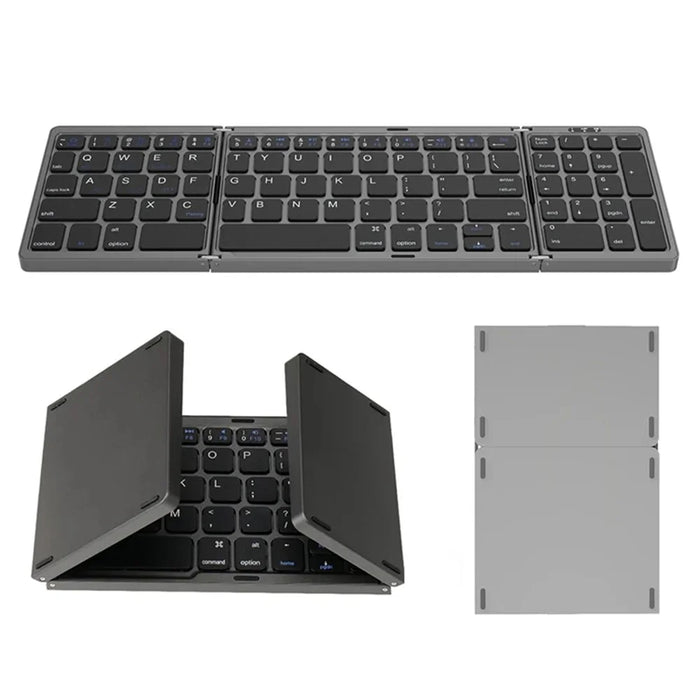 B089 Portable Tri-fold 81 Keys Bluetooth-Compatible Keyboard Home Office Wireless Keyboard with Numbers Area - Grey - 2