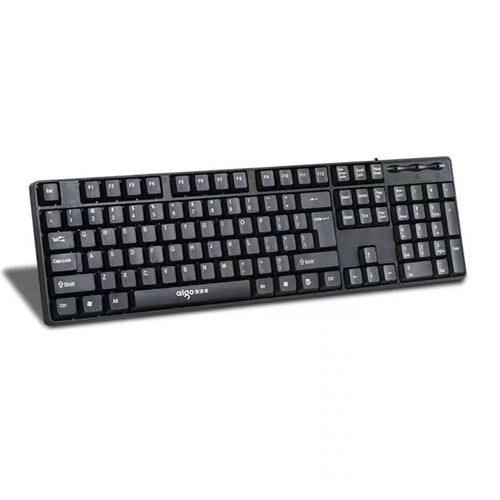 AIGO W921 Computer Wired Keyboard USB Wired Full Size 104-Key Ergonomic Design USB Cable Keyboard for Home and Office - 1