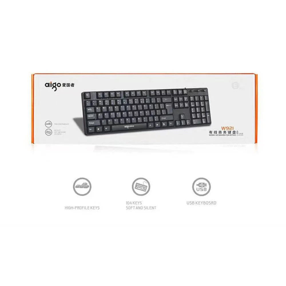 AIGO W921 Computer Wired Keyboard USB Wired Full Size 104-Key Ergonomic Design USB Cable Keyboard for Home and Office - 5