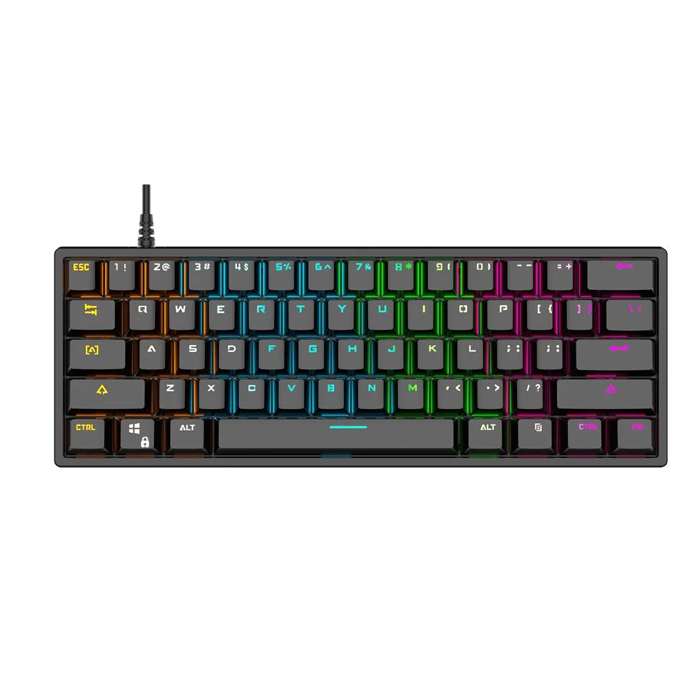 BAJEAL G101 Colorful RGB Backlit Mechanical Gaming USB Wired Keyboard Backlight Office Keyboard 61 Keys for Laptop PC Desktop Computer - 2