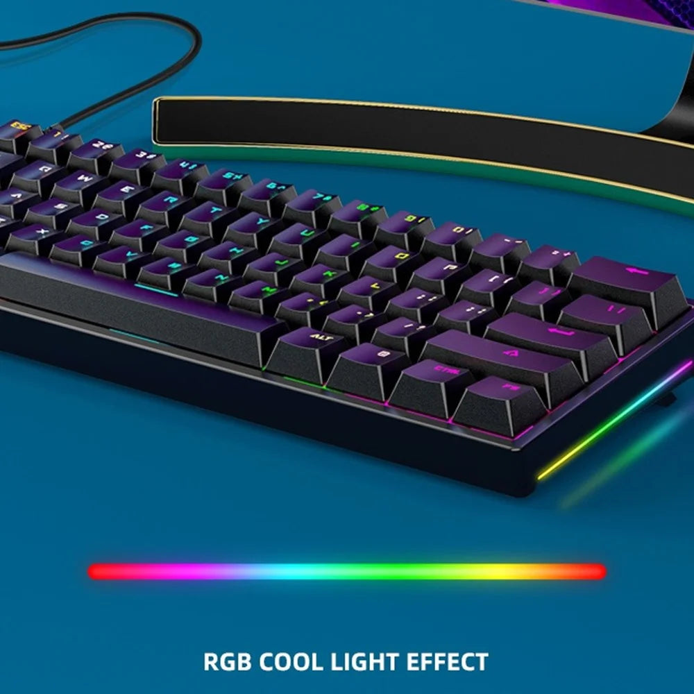 BAJEAL G101 Colorful RGB Backlit Mechanical Gaming USB Wired Keyboard Backlight Office Keyboard 61 Keys for Laptop PC Desktop Computer - 4